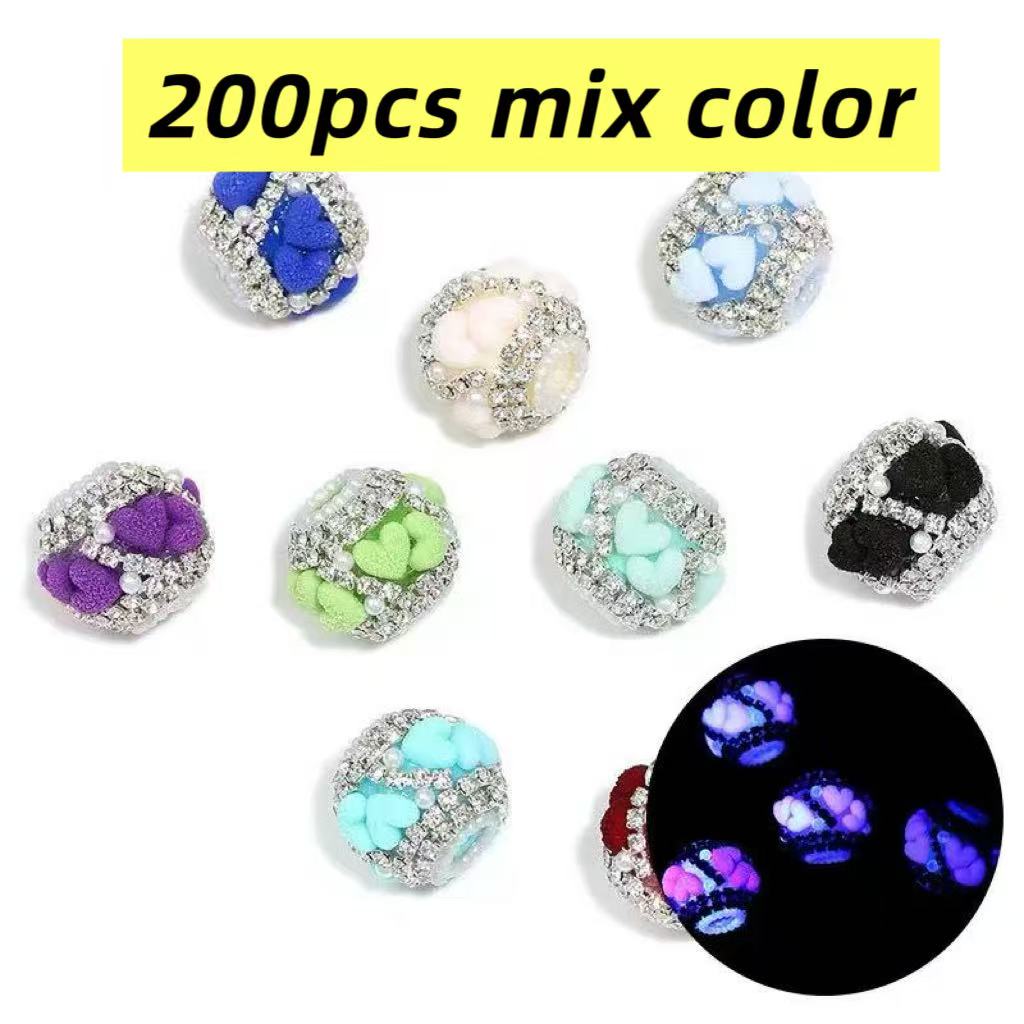 Fuzzy heart beads