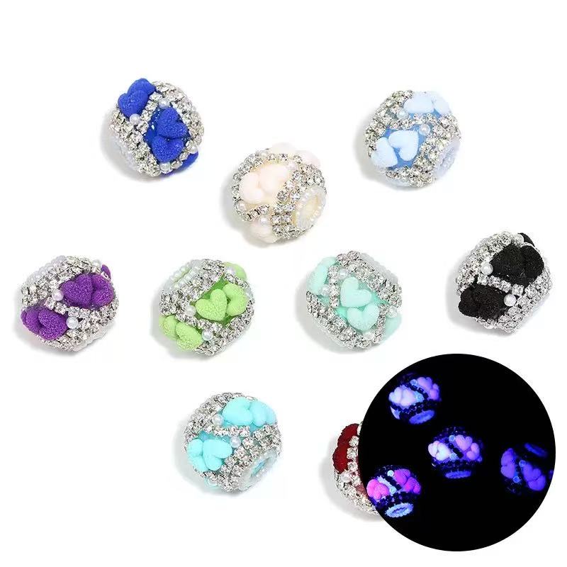 Fuzzy heart beads